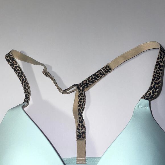 Victoria's Secret PINK Bra Womens 32C Green Mint Front Close Push Up Racerback - Picture 4 of 11
